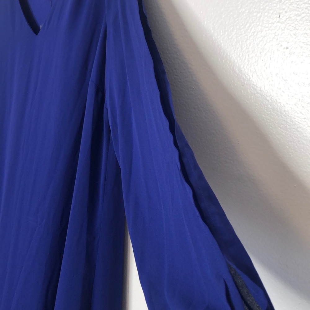 Worthington blue V-neck open sleeve dress sz lg - Picture 3 of 3